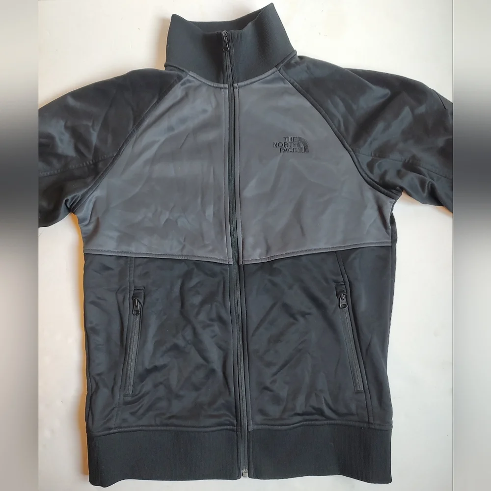 The North Face Takeback Track Full Zip Jacket Grey Black Pockets Colorblock S